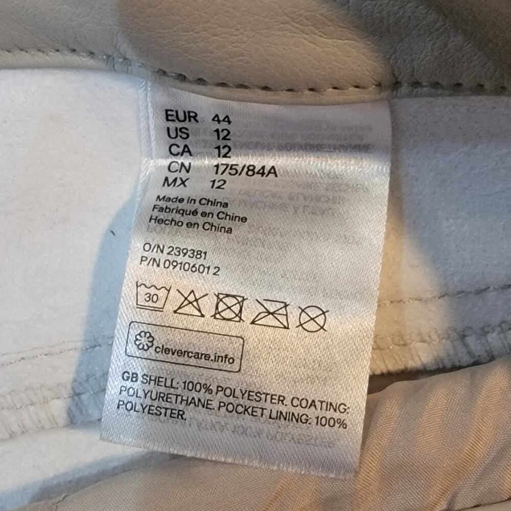 Women's Beige H&M Leather Straight Leg Pants Sz 12 - Picture 2 of 8